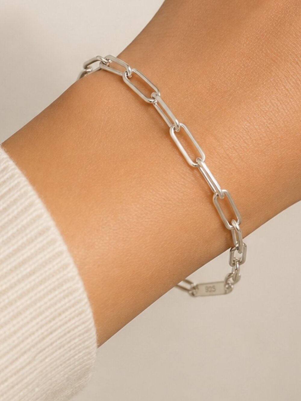 VINCERO COLLECTIVE 925 Silver Paperclip Chain Link Bracelet Adjustable NWB
